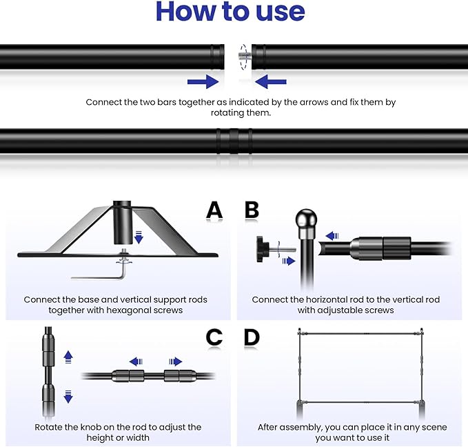 Background Support Equipment: Aluminum Telescopic Backdrop Stand, 3.4-8 Ft