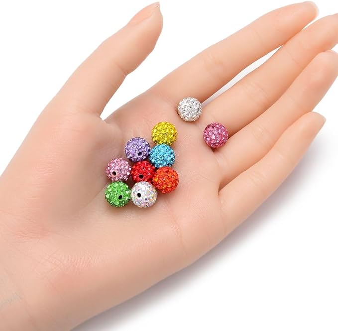 100pcs Adabele Grade A Suncatcher Crystal Rhinestone Pave Loose Beads 10mm Light Siam Red Polymer Clay Disco Ball Spacers Compatible with Shamballa All Craft Jewelry Making DB10-6