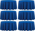 Round Tablecloth 120 Inch 6 Pack Royal Blue Tablecloths Washable Decorative Linen Polyester Table Clothes Cover for Dining Table Banquets Buffet Parties and Wedding