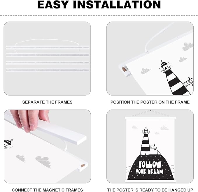 14x22 14x20 Poster Frame, Magnetic Light Wood Wooden Frame Frames Hanger for Photo Picture Canvas Artwork Wall Hanging (14", White)