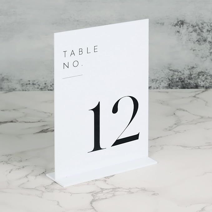 JINMURY White Wedding Table Numbers 1-10 with Stands, 5"x7" White Acrylic Table Numbers, Perfect for Wedding Reception, Party, Anniversary, Event