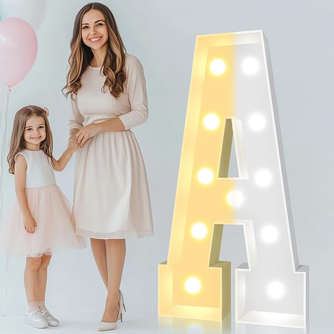 Party Decorations: 4 FT Light Up Mosaic Letter A, Warm and Cool White