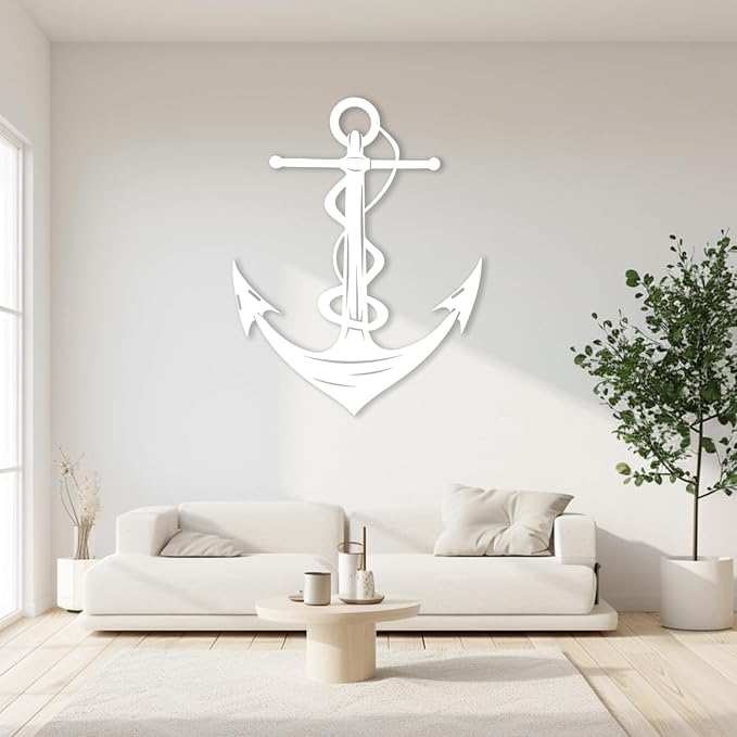XXQ Anchor Metal Wall Decor, Anchor Metal Wall Art for Bedroom Living Room Dorm Antique Anchor Wall Decor Antique Metal Anchor Farmhouse Decor (Whhite, 32" x 48" / 81 x 121cm)