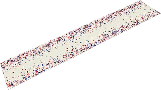 Independence Day Table Runner, 4th of July Red Blue Stars American President Day Holiday Confetti Print Table Cover for Kitchen Dining Table Indoor Outdoor Party, 13x70inch