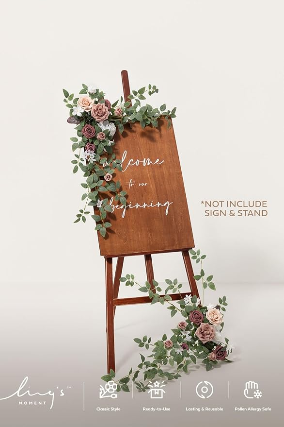 Artificial Greenery Floral Swag Set of 2, Dusty Rose and Mauve Silk Flowers