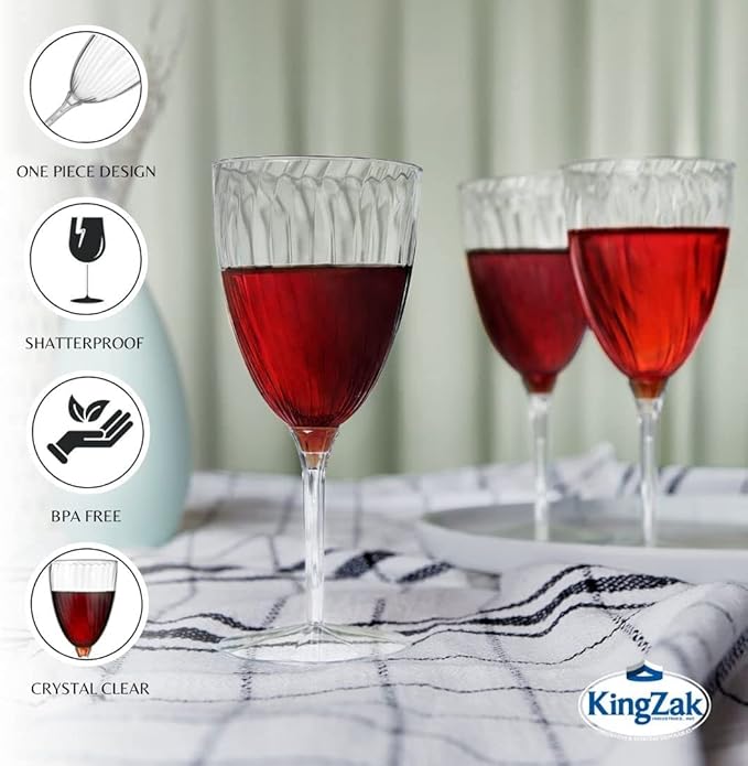 Lillian Tablesettings Premium 16 Count Wine Glasses 8 oz. Clear Hard Plastic 1-Piece Disposable Cups