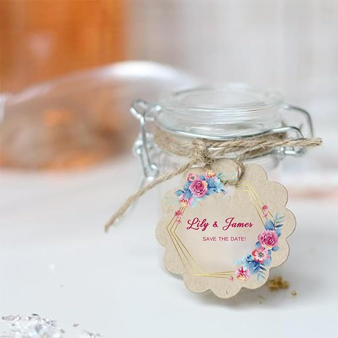 Personalized Tags for Favors, Customized Hang Tag for Clothing, Custom Gift Tags, Customized Gifts Wrapping Labels, Wedding Items Birthday Party Favors with String (Round Shape)