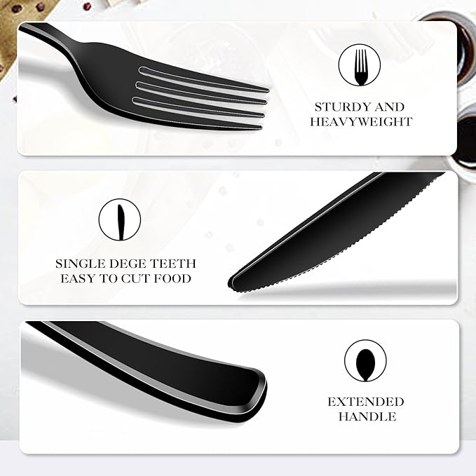 Disposable Plastic Silverware Set, 300 Pieces, Heavy Duty Black