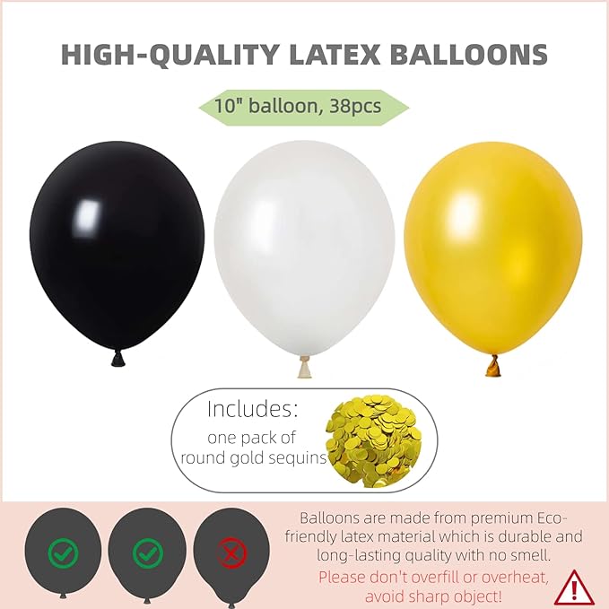Black and Gold Balloon Column Kit, 2 Stands, 74-Inch, 38 Balloons