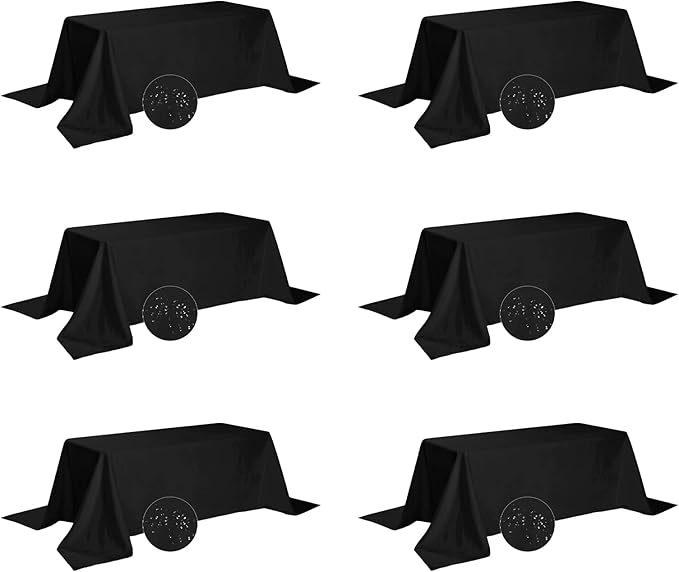 Tablecloths Waterproof Polyester, Black, Rectangle and Round Sizes