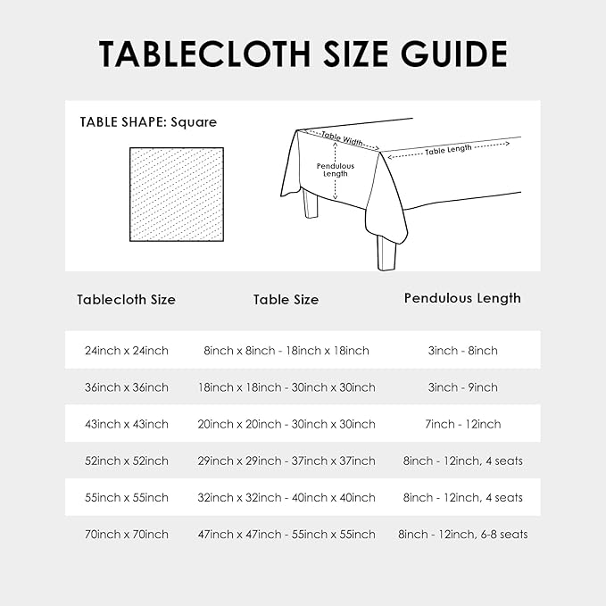 Small Square White Tablecloth 36 x 36 Inch Polyester Fabric Washable Table Cover Decorative Wrinkle Resistant Solid Color Table Cloth for Kitchen Dinning Party Wedding Camping