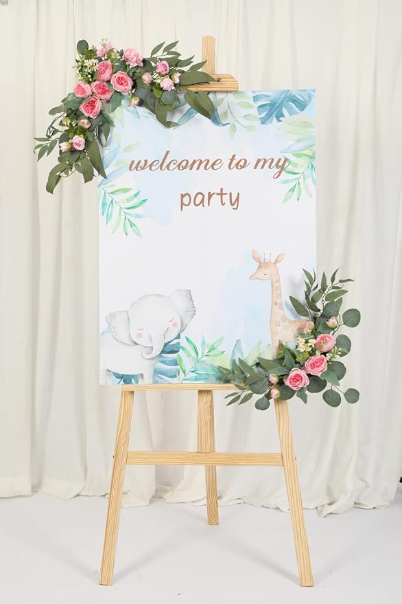 Artificial Flowers Pink Peony Wedding Arch Swag, Green Leaves