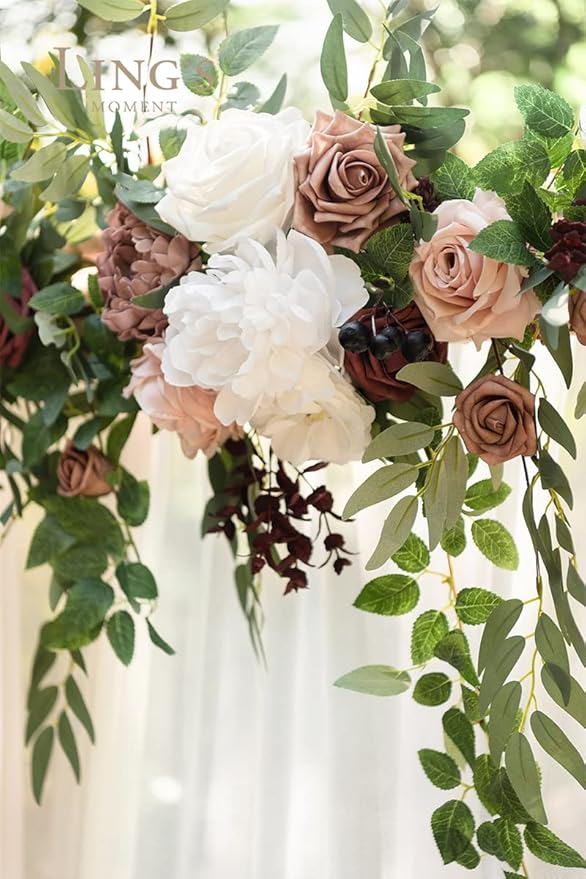 Artificial Flowers Garland 78 Inch Dusty Rose and Mauve Silk Arch Swag