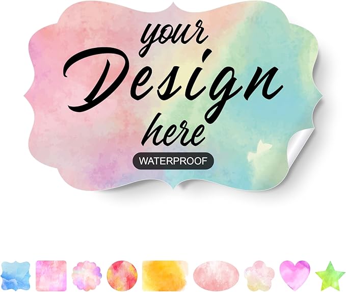 Custom Personalized Labels - Any Design Image Logo Text, Business Logo, Thank You Stickers, 100 Labels (Fancy Frame, 3"x1")