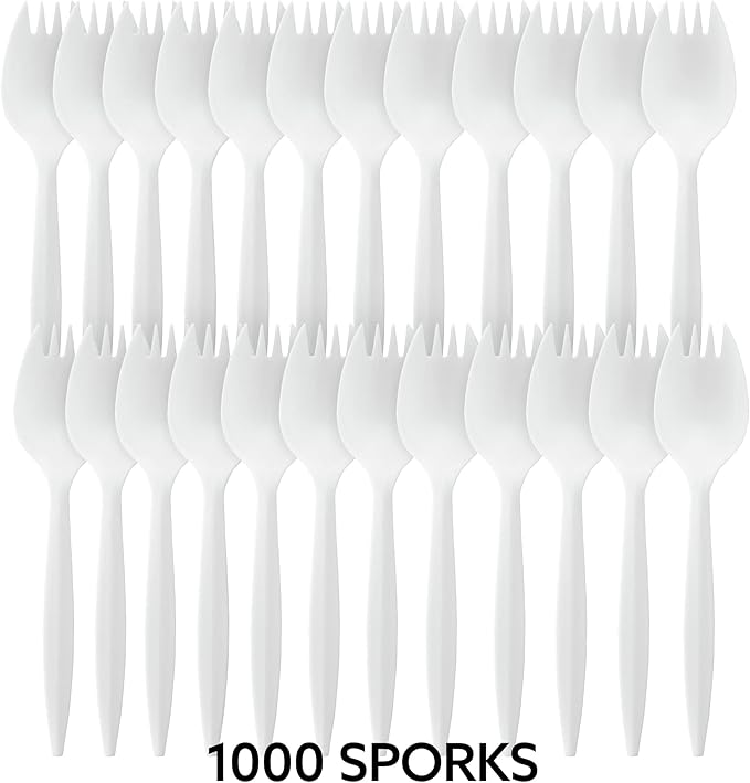 Spoons for Parties: 1000 Count White Plastic Sporks, Medium Weight
