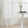 VISIONTEX White Sheer Voile Curtains, Decorative White Embossed Butterflies Rod Pocket Window Drapes for Home Kitchen, Living Room and Bedroom 54 x 95 Inch, Set of 2 Curtain Panels