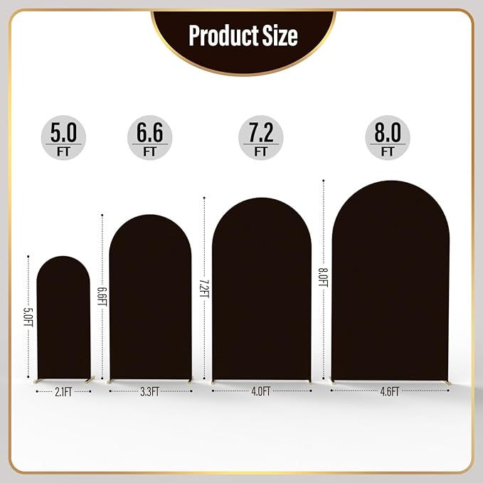 LEBENGURU Upgraded 5FT Wedding Arch Cover, Brown Spandex Fitted Arch Backdrop Cover, Round Top Chiara Stand Covers for Birthday Party Baby Shower Banquet Balloon Décor