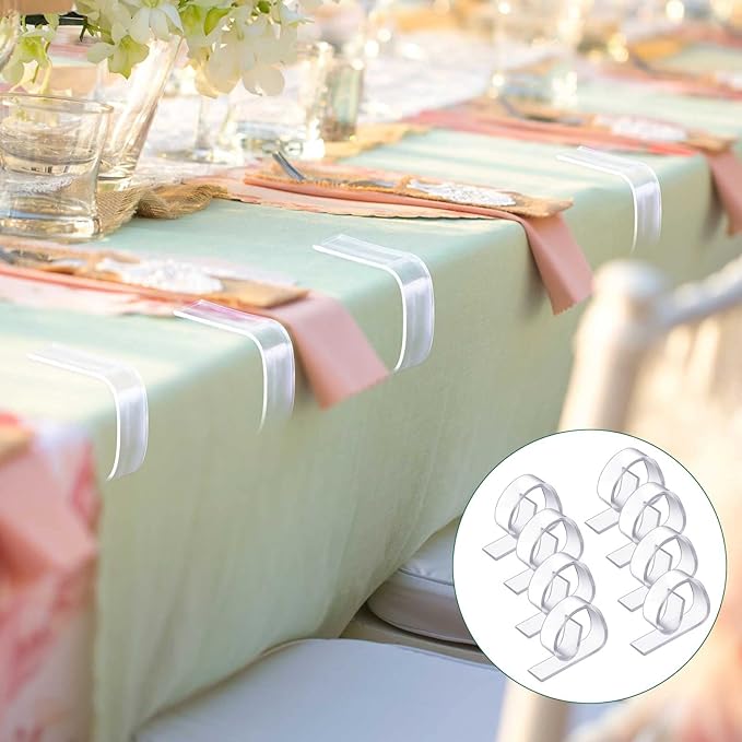 Eccliy 150 Pieces Transparent Clear Tablecloth Clips Plastic Table Cloth Clips Windproof Table Cover Holder Clamps Tablecloth Cloth Holder for Christmas Wedding Party Indoor Outdoor Camping Picnic