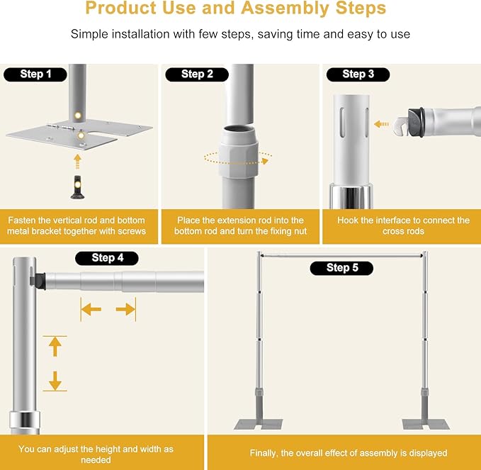 Pipe and Drape Backdrop Stand, Adjustable 10 x 10 ft Heavy Duty Frame