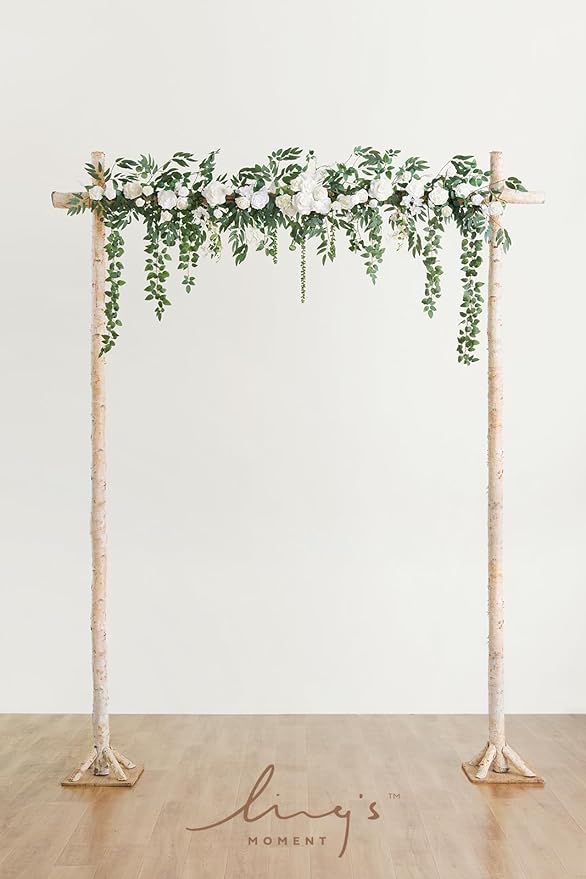 Artificial Flower Garland 6.5 FT Sage and White Silk Wedding Arch Swag