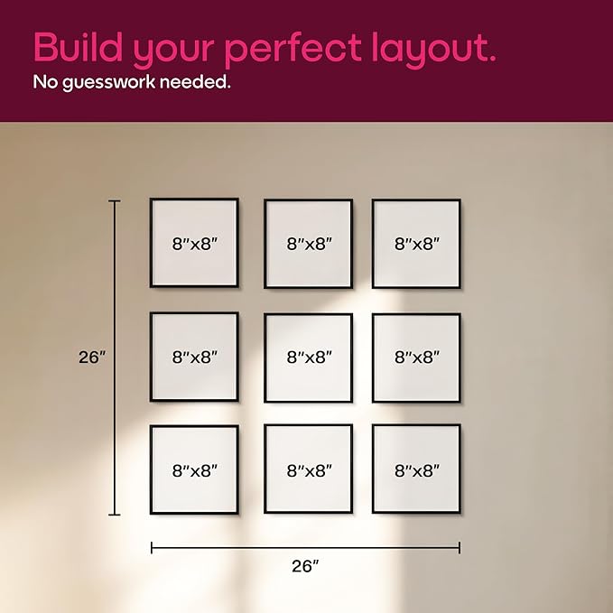 Mixtiles Official - Custom Photo Tiles - Personalized Printed Photos - Magnetic Wall Frames - Adhesive Sticker, No Nails - Various Sizes and Frames - 8x8-9Tile - Frameless
