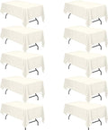 BRILLMAX 10 Pack Ivory Tablecloths for 6 Foot Rectangle Tables 60 x 102 Inch - 6ft Rectangular Bulk Linen Polyester Fabric Washable Cloth Cover for Wedding Reception Banquet Birthday Party