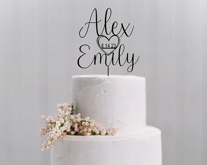 Personalized Wedding Cake Topper in Wood, 6 x 8 Inch Size