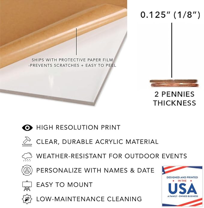 Andaz Press Custom Large Wedding Acrylic Sign, 16 x 24 Inches, Happily Ever After, Personalized Sign, Welcome Sign For Modern Wedding Theme Wedding Decorations