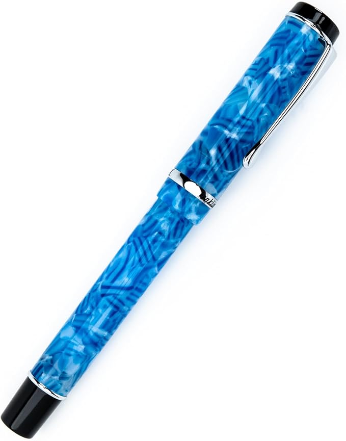 Conklin Duragraph Fountain Pen Ice Blue - Medium Nib, Timeless Writing Instrument with Cool Blue Finish