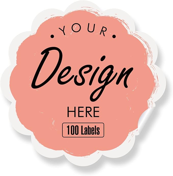 Custom Stickers Personalized Labels - Customized Stickers with Any Design Image Logo Text,Custom Thank You Label Stickers,Custom Stickers for Business Logo,100 Labels (Scalloped,6"x6")