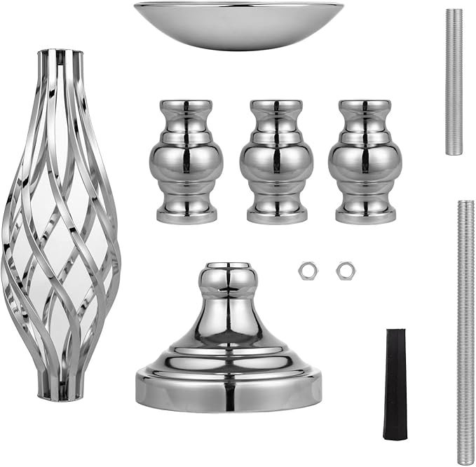 Vases, Silver Metal Twist Wedding Centerpieces, Set of 10, 23.23 Inch Tall