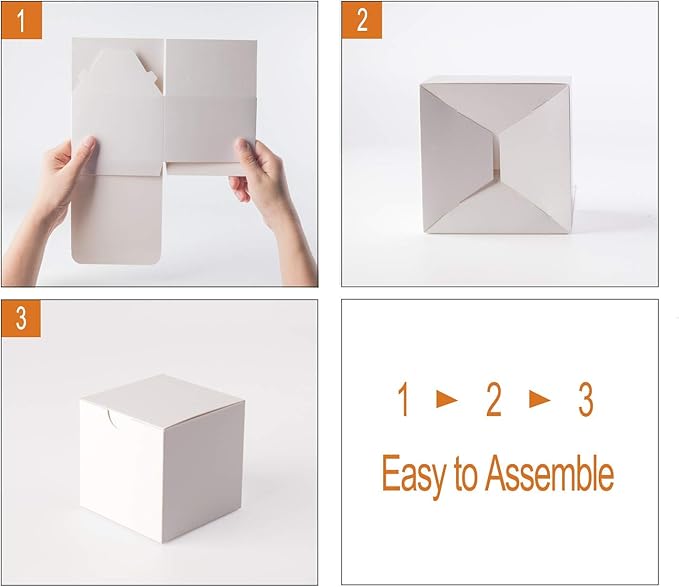 GEFTOL Gift Box 10 Pack 6 x 6 x 4 inches Fold Box Paper Gift Box Bridesmaids Proposal Box for Bridal Birthday Party Christmas（White）
