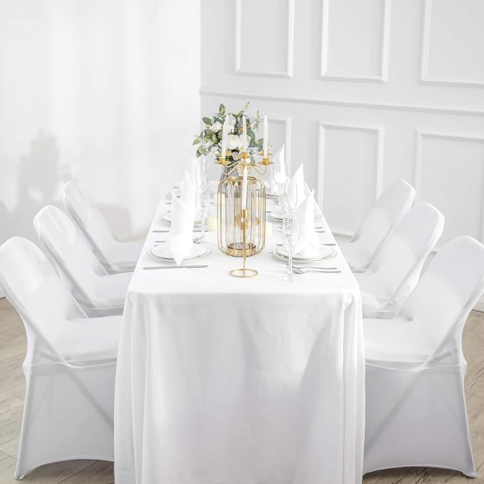 Rectangular Polyester Tablecloths, 6-Pack, 60 x 102 Inch, White