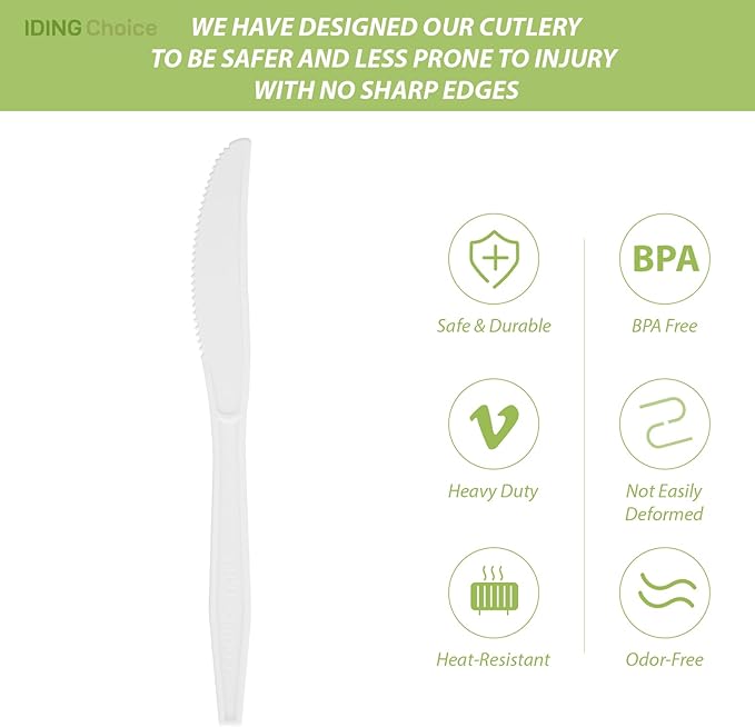 Disposable Cutlery Spoons, 200 Count, Ivory White, Heavy Duty