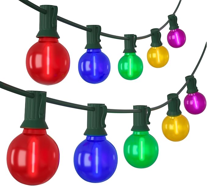 String Lights, 25 ft Frosted Multicolor G40 LED Globe Lights