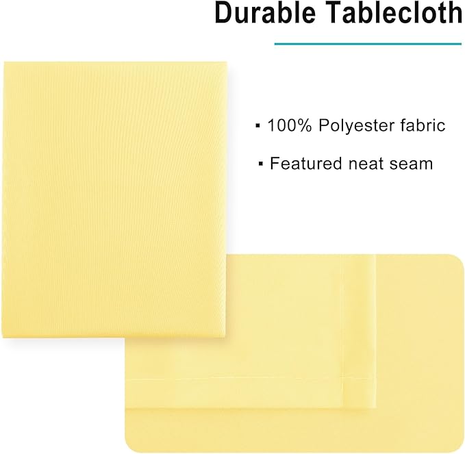 Hiasan Light Yellow Rectangle Tablecloth - 30 x 60 Inch - Waterproof & Wrinkle Resistant Washable Fabric Table Cloth for Dining, Party and Outdoor use