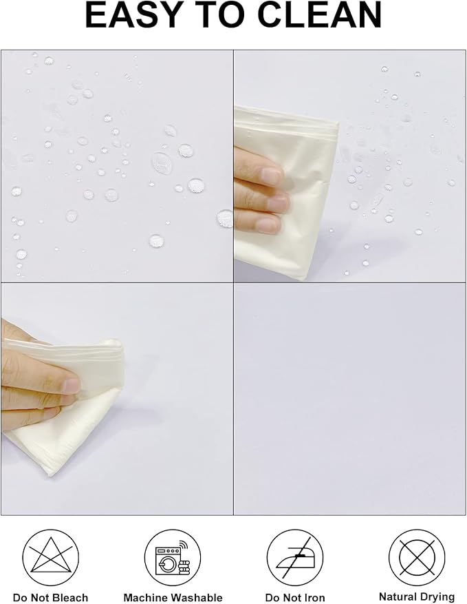 Tablecloth Set, White Waterproof Polyester, 2 Pieces