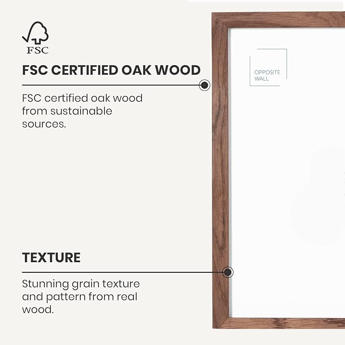 Opposite Wall - 16x16 in - Dark Solid Oak Wood Picture Frame - Lightweight, Versatile & Shatterproof - Wall Hanging Poster or Photo Frame - Wall Decor for Office, Gallery & Home