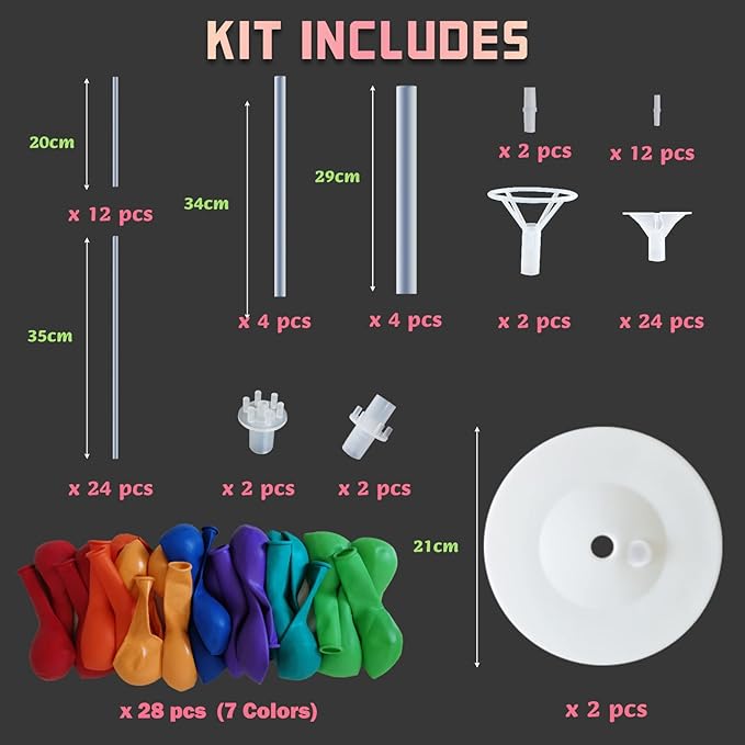 Balloon Column Stand Kit, 62 Inch Transparent Plastic Pack of 2