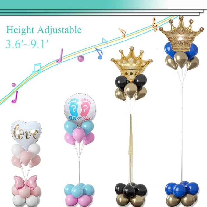 Balloon Tower Stand Kit, 2 Pack, Adjustable Height Stainless Steel Poles