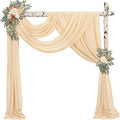 4 Panels Wedding Arch Draping Fabric 20Ft Length x 28" Width Champagne Arch Drapes Chiffon Fabric Sheer Curtains Backdrop for Party Bridal Decorations Wedding Ceremony Ceiling Stage Reception Decor