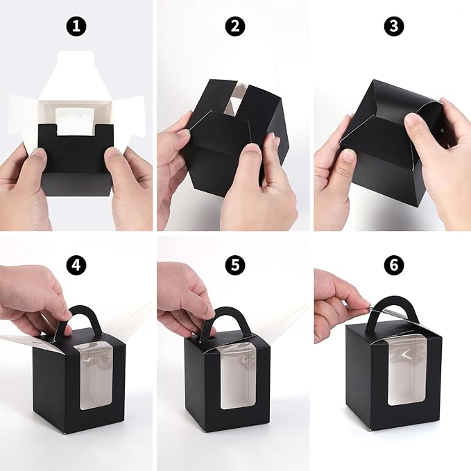 Cupcake Carriers 120 Pack Black Individual Boxes with Removable Inserts