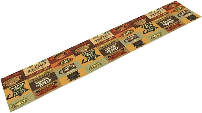 Coffee Table Runner,Vintage Style Coffee Beans Cups Theme Design Pattern Print Tablecloth Burlap for Hotel Indoors Outdoor Dining Room Kitchen Holiday Party, 13x108in