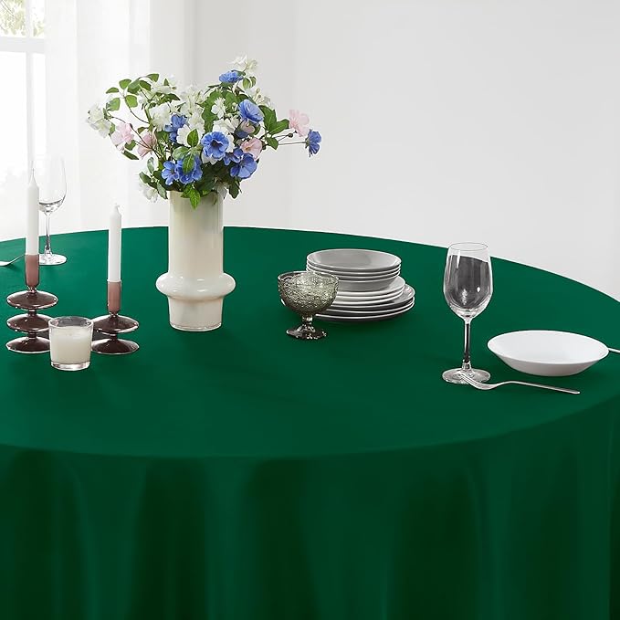 Round Tablecloth 120 Inch 6 Pack Dark Green Tablecloths Washable Decorative Linen Polyester Table Clothes Cover for Dining Table Banquets Buffet Parties and Wedding