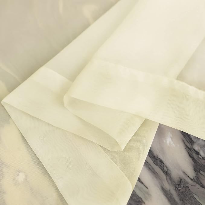 Window Light Yellow Sheer Curtains 48 Inches Width 90 Inches Long 2 Panels Sheer Curtain Clear Curtains Basic Rod Pocket Panel for Home Living Room Bedroom Kids Room Yard Patio Parlor Sliding