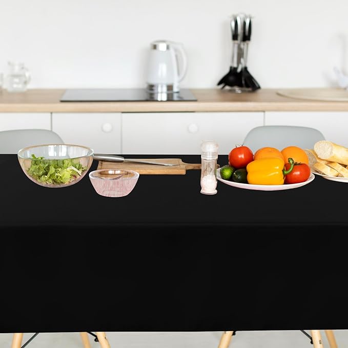 Rectangular Black Polyester Tablecloths, 60 x 120 Inch, 10 Count