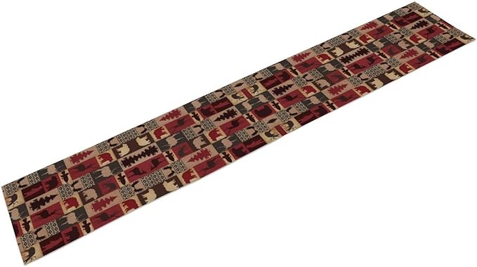 Retro Rustic Bear Table Runner, Wild Bear Cabin Pine Farmhouse Table Runner for Bedroom Kitchen Living Room Vintage Country Style Lodge 13x60 Inch