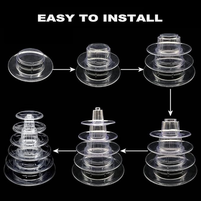 6 Tiers Macaroon Tower Stand, Round Macaron Tower Cake Display Rack Plastic Cupcake Stand Macarons Desserts Serving Tray for Birthday Wedding Party Decor (6 Tiers)