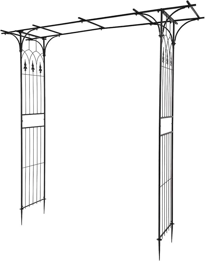 Garden Arbor Arch, Black Iron, 28 x 75 Inch Outdoor Archway