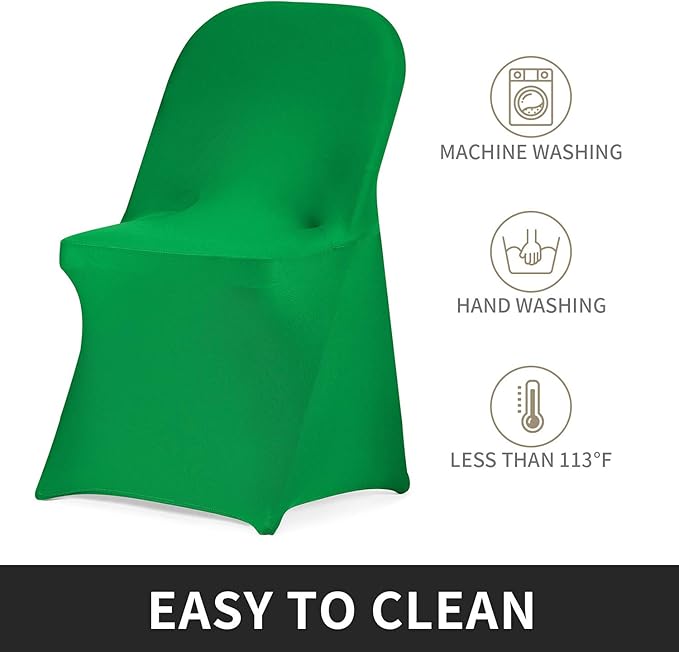 Peomeise Stretch Spandex Folding Chair Cover for Wedding Party Dining Banquet Event (Emerald,6pcs)